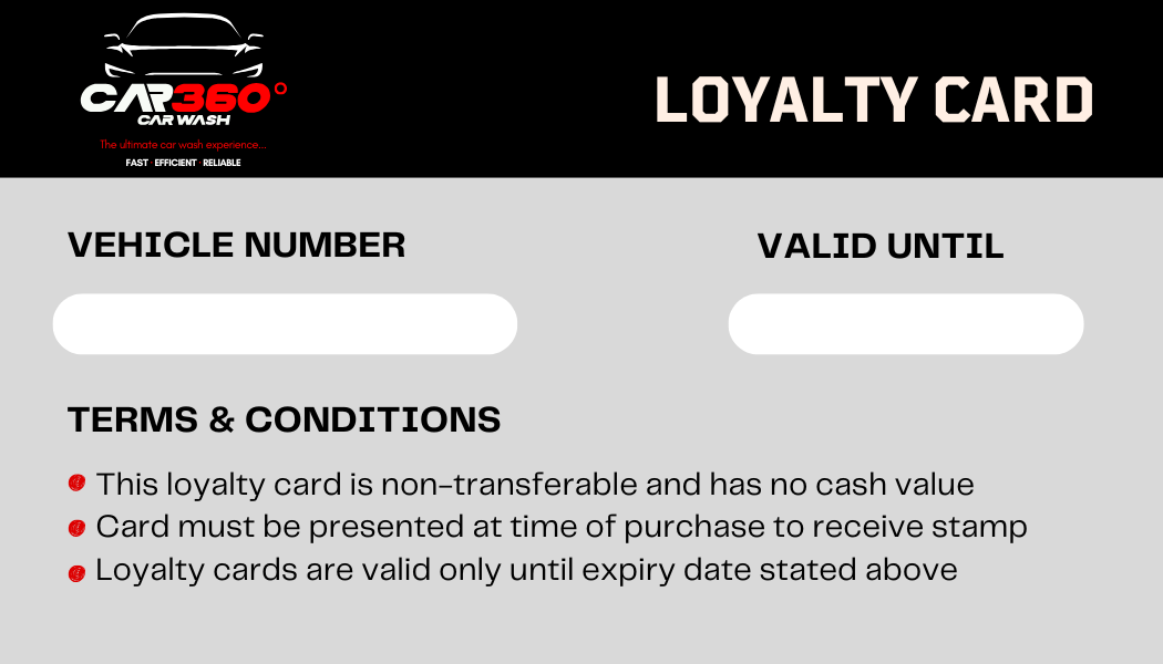 CAR360 loyalty card, back